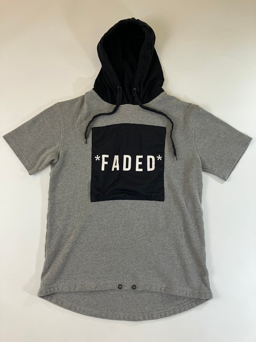 Five By Five Masterpiece Men's M Faded Short Sleeve Hoodie Gray Black Streetwear